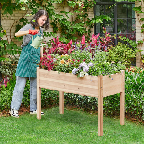Yaheetech 2pcs Raised Garden Bed 48x24x30in Elevated Wooden Horticulture Planter Box with Legs Standing Growing Bed for Yaheetech