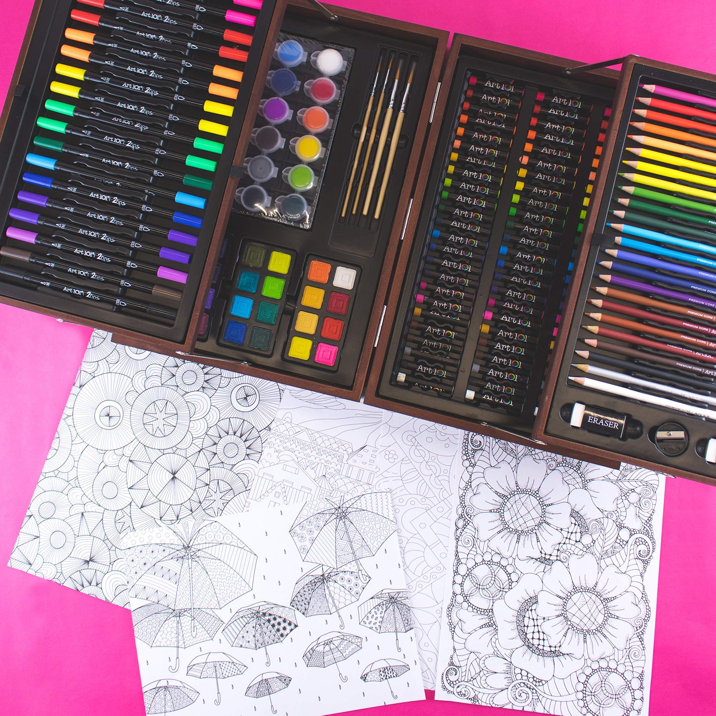 Art 101 Deluxe Art and Doodle Art Set, Assorted Colors, 168 Pieces (53168) - WoodArtSupply