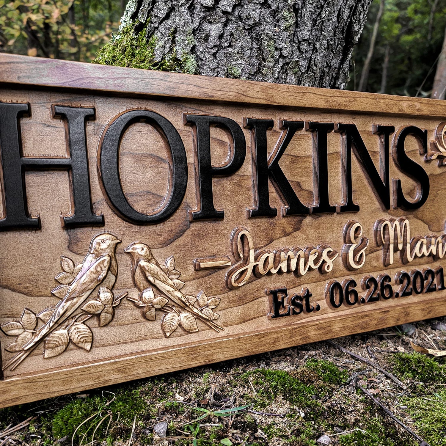 Rustic Wedding Decor | Personalized Wedding Gifts | Custom Wedding Signs | Last Name Sign | Love Bird Wall Decor | Bridal Shower Sign | Wood Garden 3D Woodworker