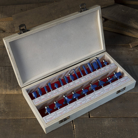 24-Piece Router Bit Set - Wood Routers Kit with 0.25-Inch Shank and Wooden Storage Case - Woodworking Tools for Home Improvements and DIY by Stalwart Stalwart