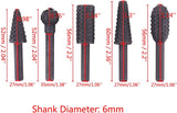 Rotary Drill Bits Set Wood Carving File Rasp Drill Bit of 5Pcs, 1/4" 6Mm Shank Tool Power Tools Woodworking Chisel Shaped Rotating Embossed Grinding WoodArtSupply