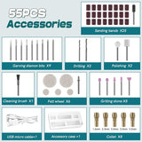 Cordless Rotary Tool , 3.7V Mini Rotary Tool Kit with 55Pcs Accessories, 3-Speed USB Charging Power Rotary Tool for Sanding, Polishing, Engraving, WoodArtSupply