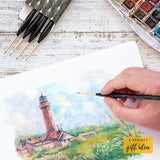 Detail Paint Brush Set - 5 Miniature Paint Brushes Size round 3/0 000 - Fine Tips Ergonomic Handles for Small Scale Models WoodArtSupply