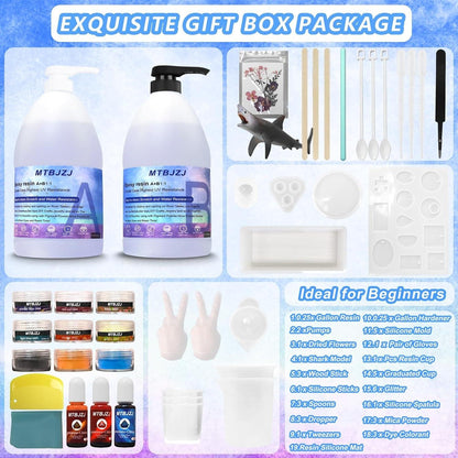 0.5 Gallon Clear Epoxy Resin - Quick Curing Kit | High Hardness & Odorless | Ideal for Art, Jewelry, Casting - 4 Hrs Demold Time | Easy to Use - Perfect for Beginner - WoodArtSupply