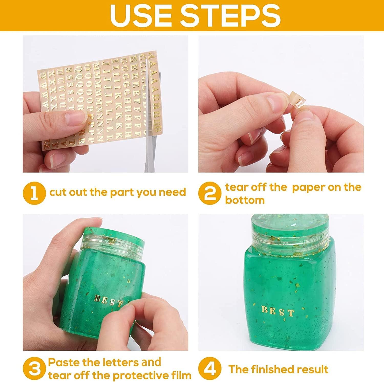 Letter Resin Stickers, Small Letter Stickers for Resin Scrapbook Supplies, Alloy Alphabet Number Stickers, Self Adhesive, Glitter Gold and Silver, WoodArtSupply