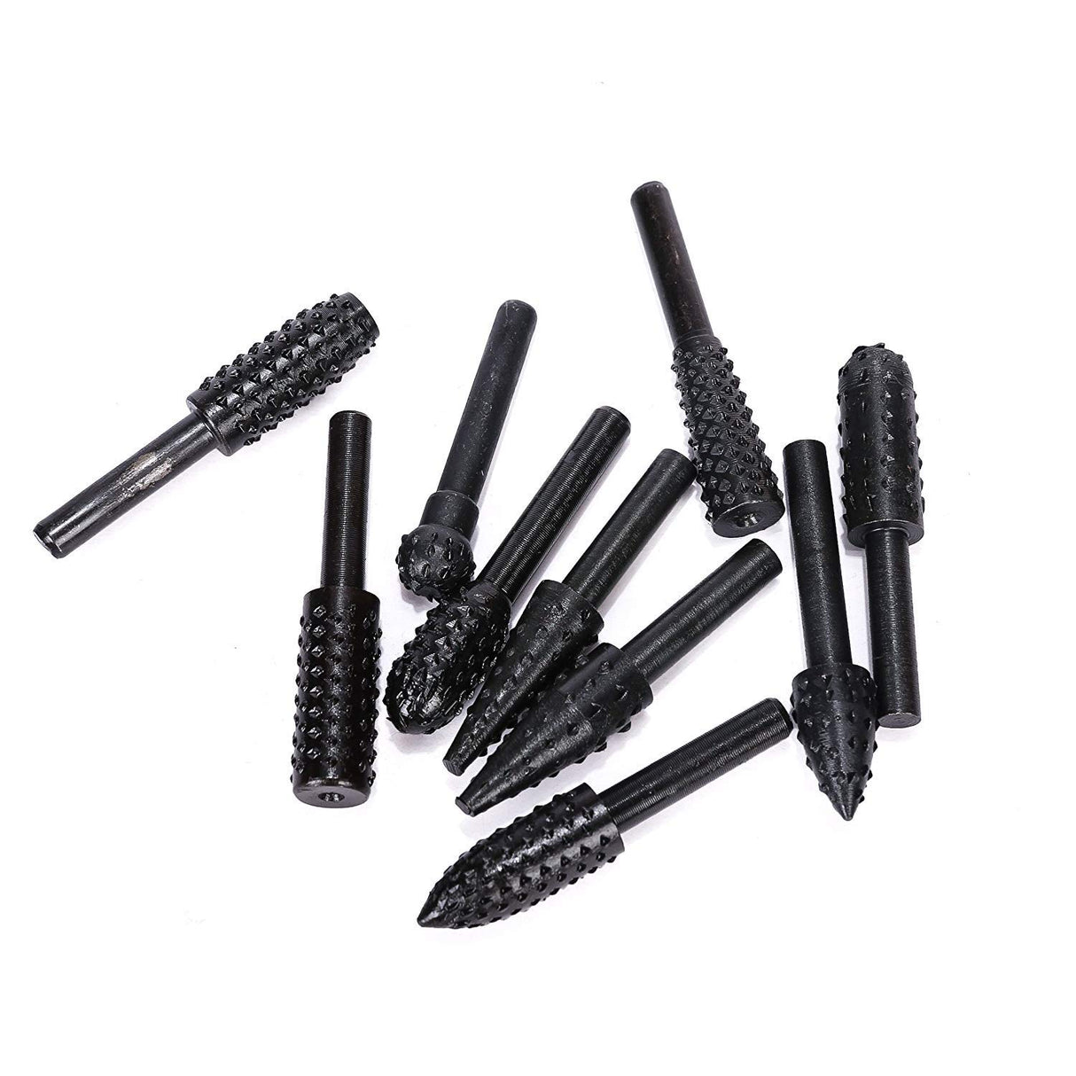 10PCS Woodworking Twist Drill Bits, Wood Carving File Rasp Drill Bits 6.3Mm(1/4") Shank Electrical Tools Woodworking Rasp Chisel Shaped Rotating WoodArtSupply