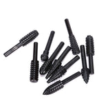 10PCS Woodworking Twist Drill Bits, Wood Carving File Rasp Drill Bits 6.3Mm(1/4") Shank Electrical Tools Woodworking Rasp Chisel Shaped Rotating WoodArtSupply