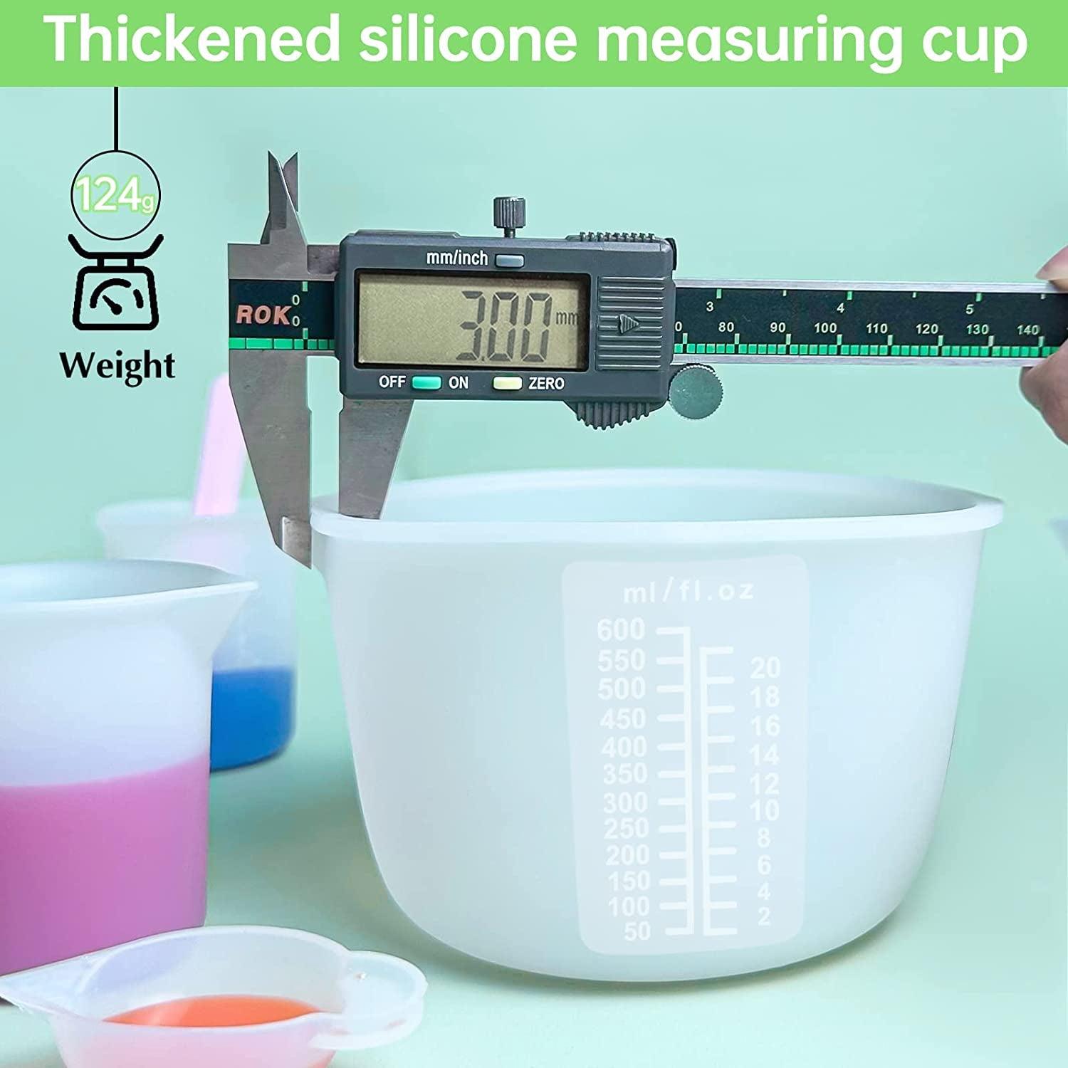 Silicone Resin Measuring Cups Tool Kit- 600ml/20oz Resin Mixing Cups, 2Pcs  100ml Measuring Cups, Silicone Stir Sticks, Resin Mixing Kit for Epoxy