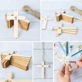 Cross Shape Wooden Blank Cross Wood with Twines Art Unfinished Ornaments for Easter Religious and Church Events Christmas Wedding Birthday Party WoodArtSupply