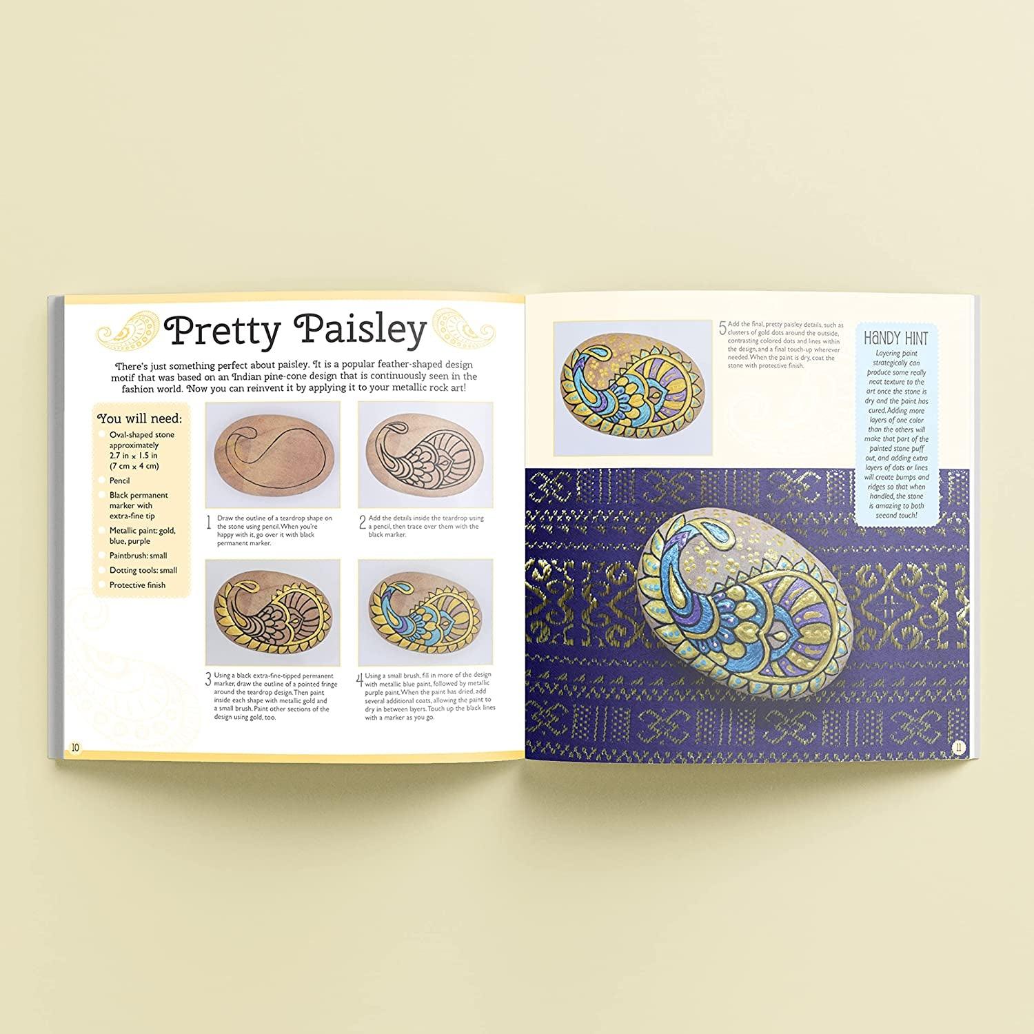 Metallic Rock Painting Box Set - DIY Rock Painting for Adults - Rocks, Brush, Paint Included WoodArtSupply