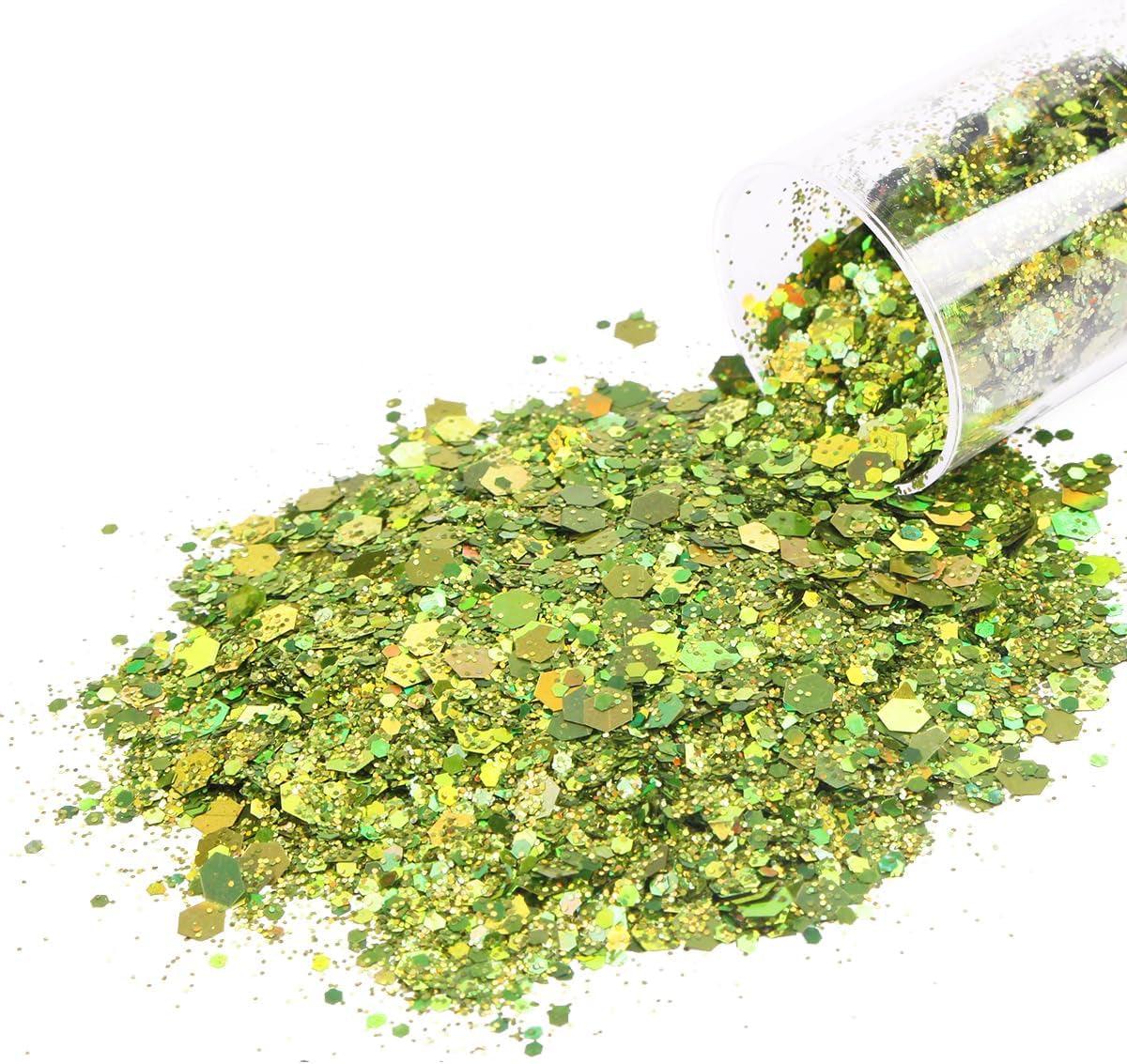 Pack of 24 Colors Chunky and Fine Glitter Mixed,,Nail Art Face Body Hair Iridescent Sequins Loose Glitter,Diy Epoxy Resin Craft Slime Tumbler Making WoodArtSupply