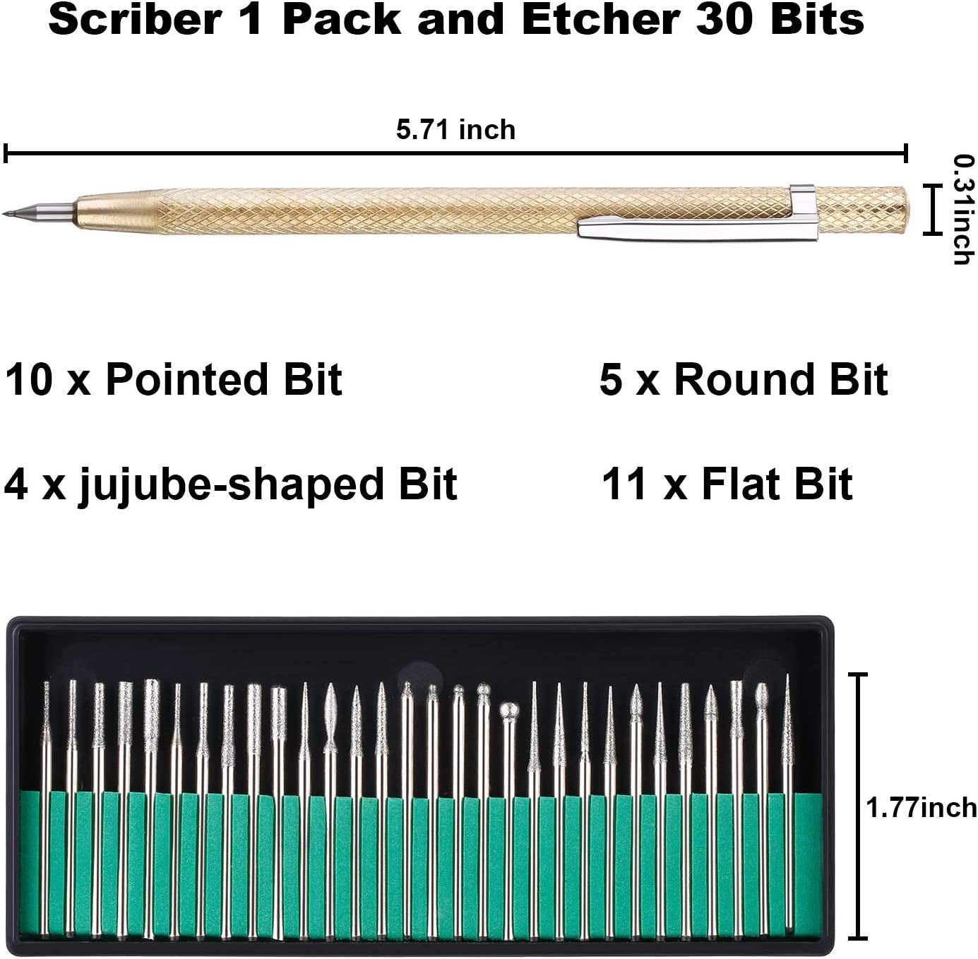 Electric Micro Engraver Pen Mini DIY Engraving Tool Kit for Metal Glass Ceramic Plastic Wood Jewelry 1 Scriber Etcher 30 Bits 6 Polishing Head 3 Wool WoodArtSupply