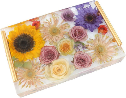 Resin Tray Molds Silicone, 13.5" Large Rectangle Deep Tray Resin Mold and 4 Piece Square Deep Coaster Molds, Silicone Tray Board Table Resin Mold & Handles, Floral Preservation Bouquet Resin Mold - WoodArtSupply