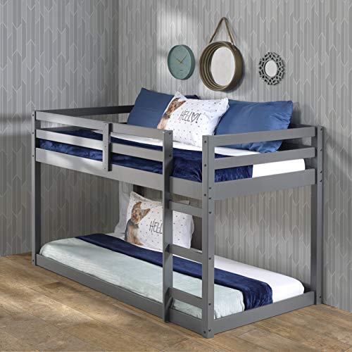 Acme Gaston Grey Wooden Frame Loft Bed with Built-in Ladder ACME Furniture