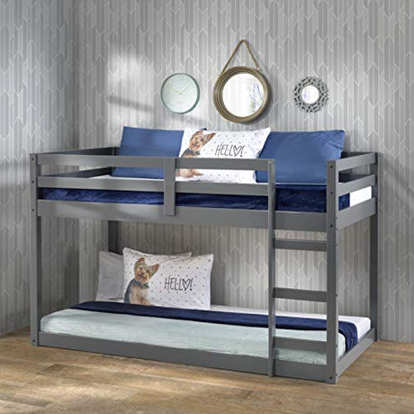 Acme Gaston Grey Wooden Frame Loft Bed with Built-in Ladder ACME Furniture