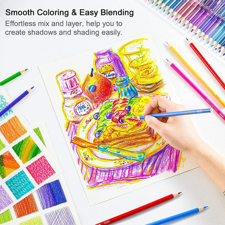 136 Colored Pencils , Soft Core Coloring Pencils Set for Adult Coloring Books WoodArtSupply