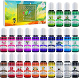 Alcohol Ink Set - 24 Vibrant Colors Alcohol-Based Ink for Resin Petri Dish Making, Epoxy Resin Painting - Concentrated Alcohol Paint Color Dye for WoodArtSupply