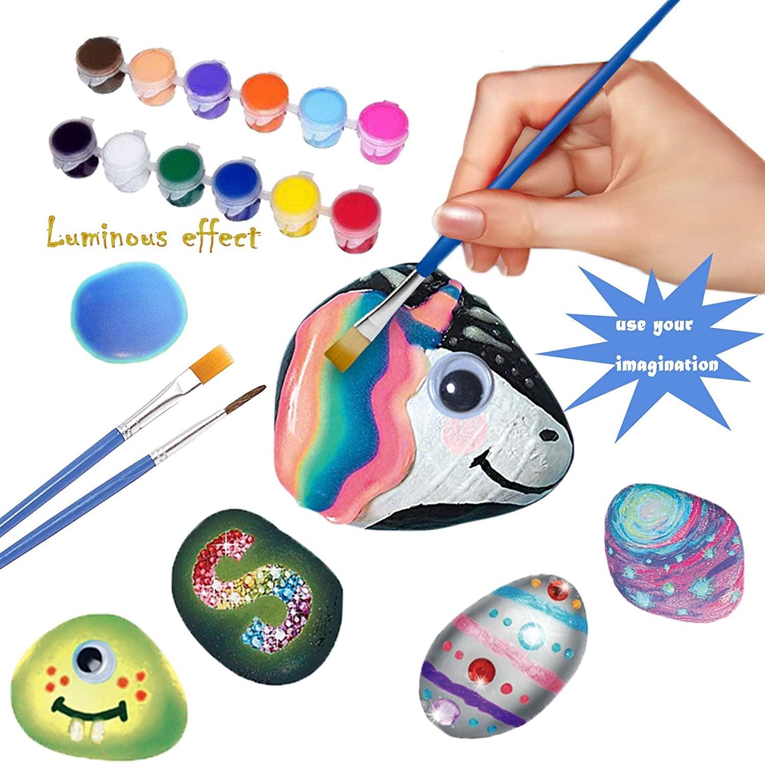 Rock Painting Kit for Kids Adult, DIY Arts and Crafts Supplies Kits for 16 Paint Rocks - WoodArtSupply