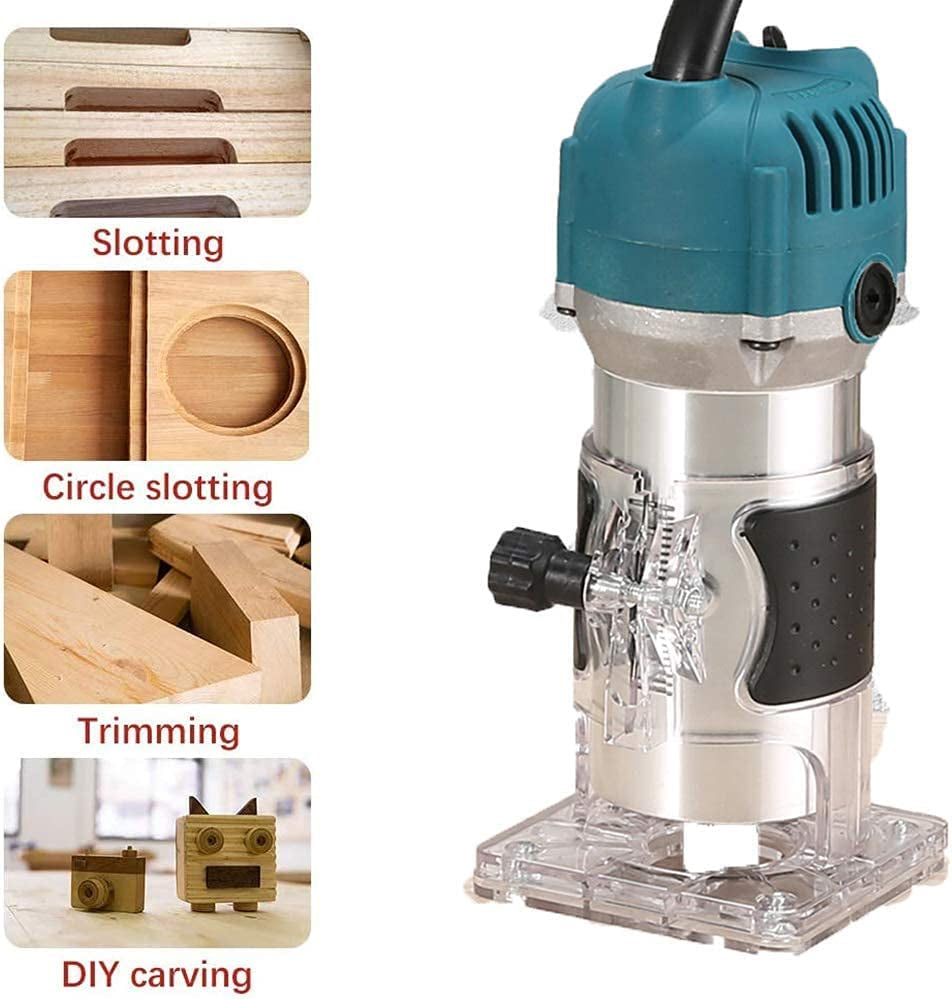 Wood Router,Router Tool Wood Trimmer Router Electric Hand Trimmer Laminate Milling Engraving Hand Machine Joiner Tool Electric for Slotting Trimming Carving 110V 800W 30000R/MIN