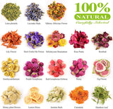 Dried Flowers, 21 Bags 100% Natural Dried Flowers Herbs Kit for Soap Making, DIY Candle, Bath, Resin Jewelry Making - Include Lavender, Don'T Forget WoodArtSupply
