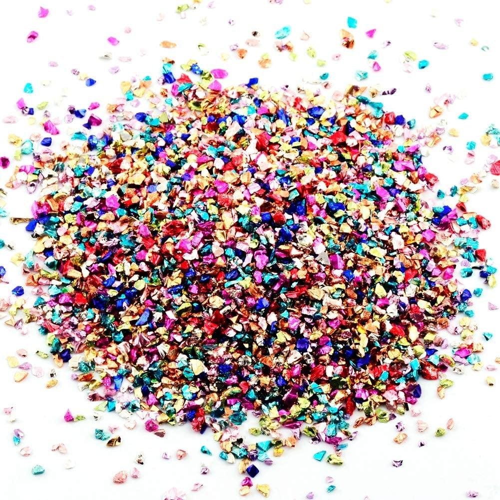 Crushed Glass Irregular Metallic Chips Sprinkles Chunky Glitter Multicolor 100G 2-4Mm for Nail Arts Craft DIY Vase Filler Epoxy Resin Mold Scrapbooking Jewelry Making Decoration (Multicolor, 2-4Mm) - WoodArtSupply