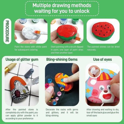 Rock Painting Kit for Kids 6-12, Glow in the Dark Paints, Creative Art –  WoodArtSupply