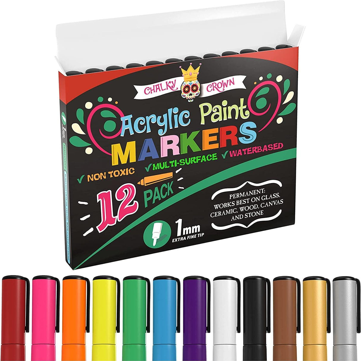 Acrylic Paint Markers 1Mm, Acrylic Paint Pens for Rock Painting/Stone, Ceramic, Glass WoodArtSupply