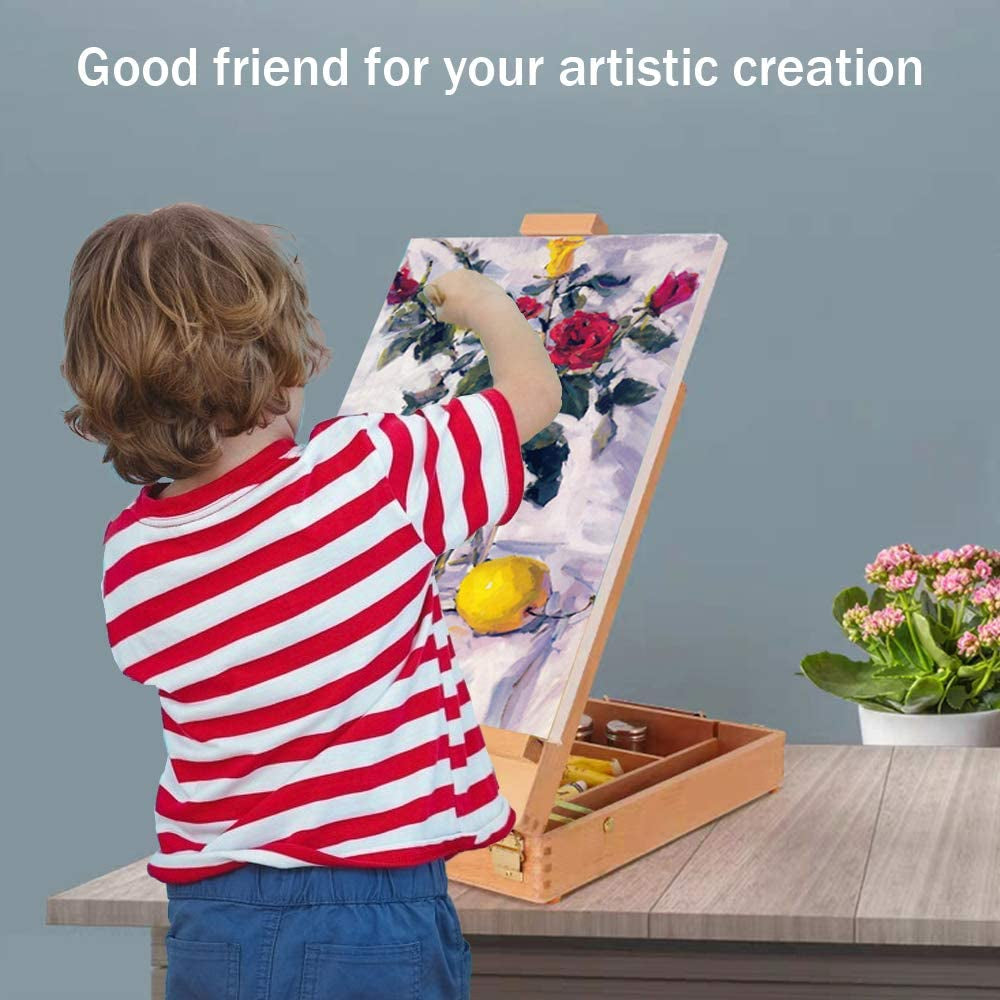 Premium Sketchbox Desktop Art Easel, Tabletop, Wooden for Painting, Student, Artist, Beginner