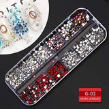 9 Boxes Nail Rhinestones,Nail Gems Nail Diamonds,Nail Art Studs Nail Crystals Nail Sequins for Nails Kit with 1 Tweezers and 3 Pen for Nail Art WoodArtSupply