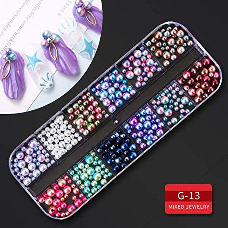 Art Studs Nail Crystals Nail Sequins for Nails Kit with 1 Tweezers and 3 Pen top for