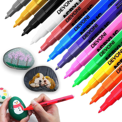 0.7Mm 12 Colors Acrylic Paint Art pens,Extra Fine Paint Pens Acrylic Markers Canvas - WoodArtSupply