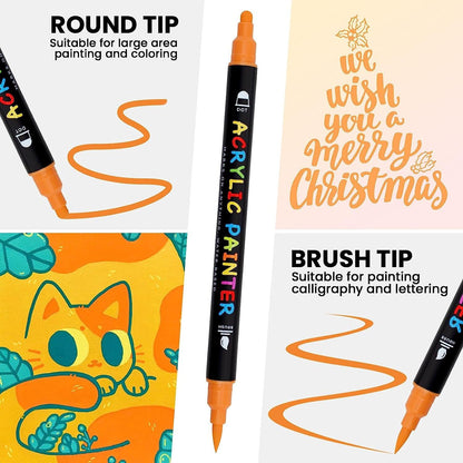 Paint Pens, 18 Colors Acrylic Paint Pens Paint Markers, Dual Tip Pens with Medium Tip - WoodArtSupply