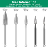 Wood Carving Drill Bits Set for Dremel Rotary Tool 5Pcs Engraving Drill Accessories Bit Wood Crafts Grinding Woodworking Tool with 1/8” Shank for DIY WoodArtSupply