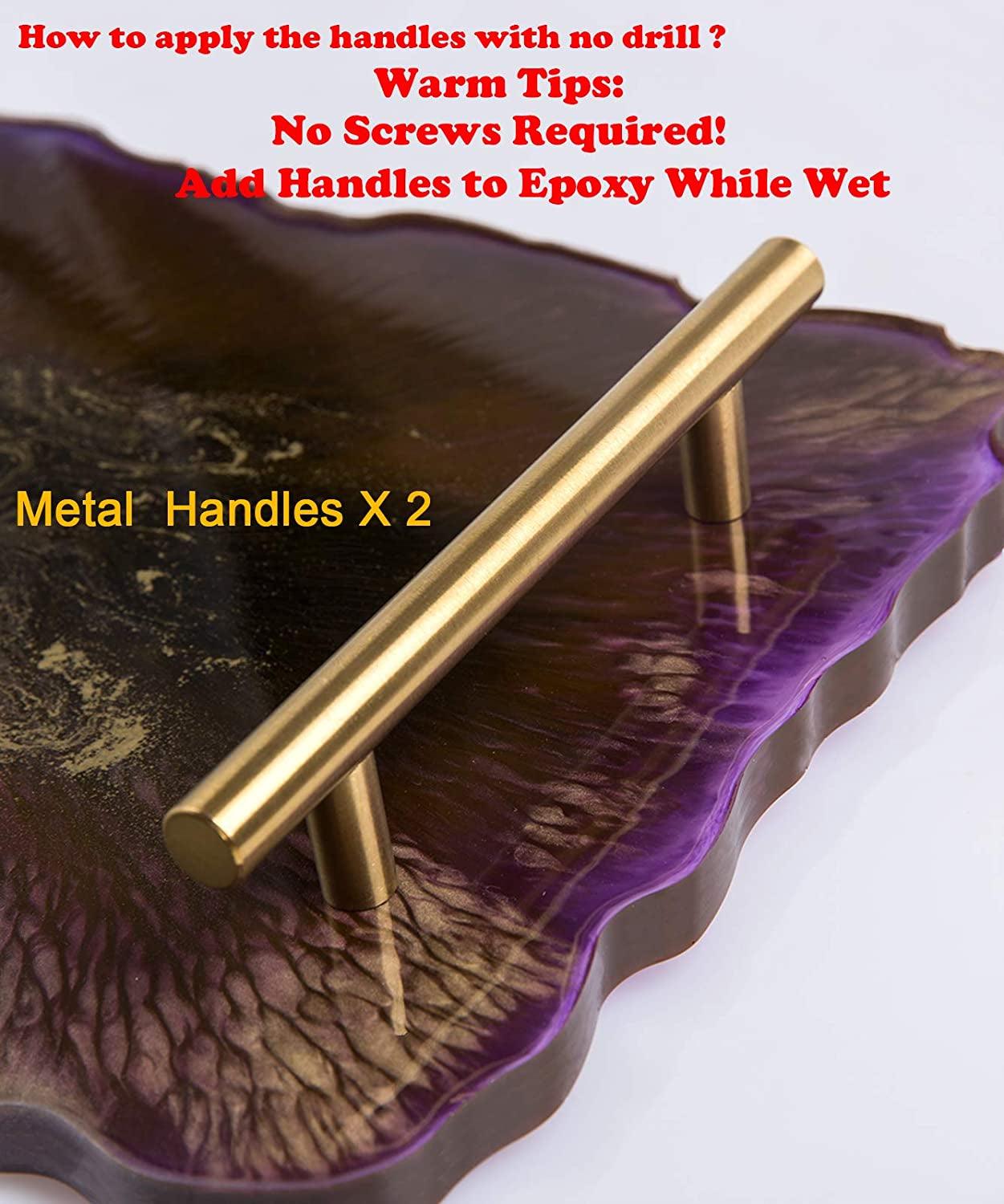 Tray Mold Geode Agate XL Silicone Tray Mold & Gold Handles with A3 Extra Large Silicone Sheet for DIY Crafts, Epoxy Resin Casting Molds for Making Faux Agate Tray,Serving Board - WoodArtSupply