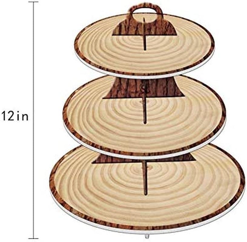 Wood-Grain 3-Tier Cardboard Cupcake Stand/Tower | Wild One, Woodland Animal Baby Shower WoodArtSupply