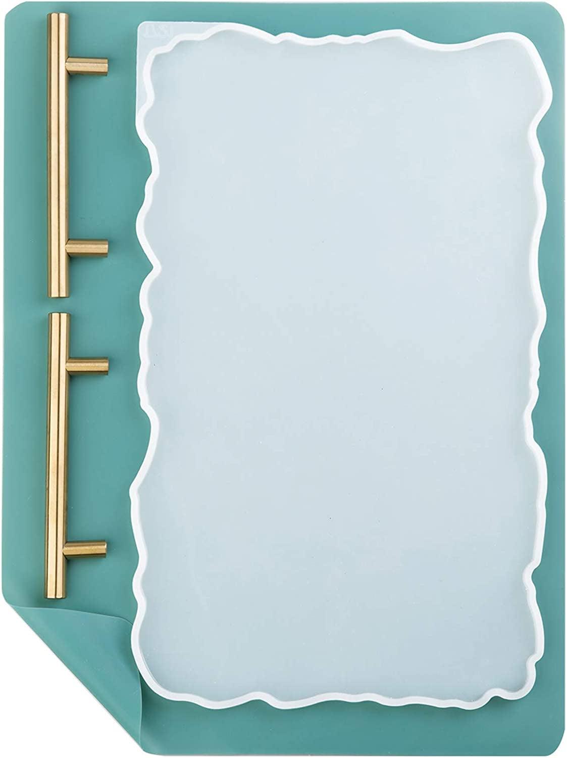 Tray Mold Geode Agate XL Silicone Tray Mold & Gold Handles with A3 Extra Large Silicone Sheet for DIY Crafts, Epoxy Resin Casting Molds for Making WoodArtSupply