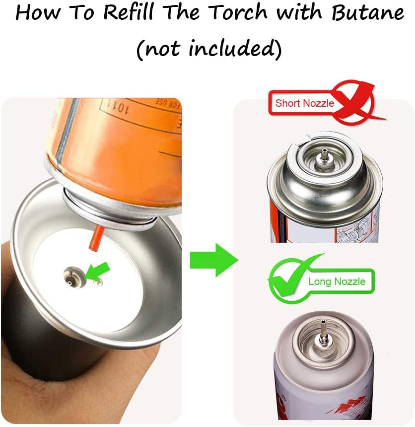 Blow Torch, Professional Kitchen Cooking Torch with Lock Adjustable Flame Refillable Mini Blow Torch Lighter for BBQ, Baking, Brulee Creme, Crafts WoodArtSupply