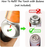 Blow Torch, Professional Kitchen Cooking Torch with Lock Adjustable Flame Refillable Mini Blow Torch Lighter for BBQ, Baking, Brulee Creme, Crafts WoodArtSupply