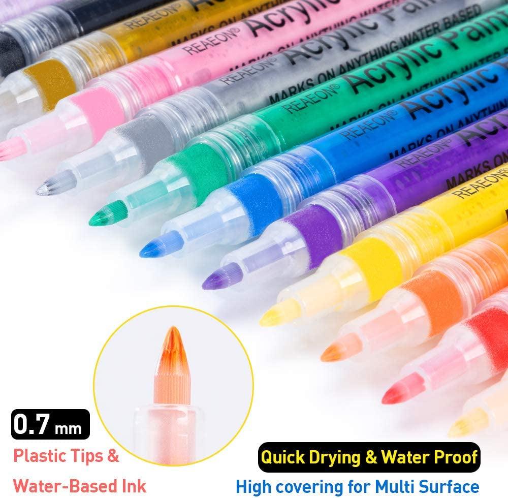 Acrylic Paint Pens, Paint Marker for Rock Painting, 18 Colors Permanent Acrylic Markers Fine Tip - WoodArtSupply