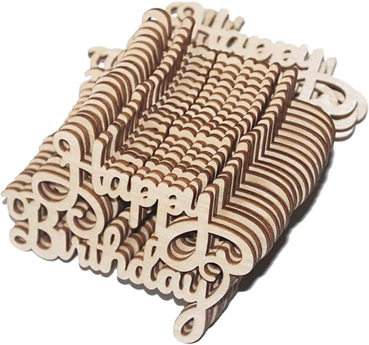 30Pcs Mini Birthday Wood Crafts DIY Cutout Wooden Slices Embellishments WoodArtSupply