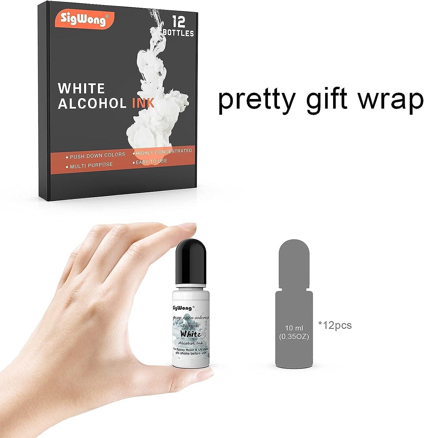 White Alcohol Ink Set - 12 Bottles White Colors Alcohol-Based Ink, White Alcohol Paint Dye for Epoxy Resin Painting, Resin Petri Dish, Yupo WoodArtSupply