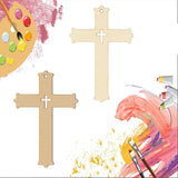 Cross Shape Wooden Blank Cross Wood with Twines Art Unfinished Ornaments for Easter Religious and Church Events Christmas Wedding Birthday Party WoodArtSupply