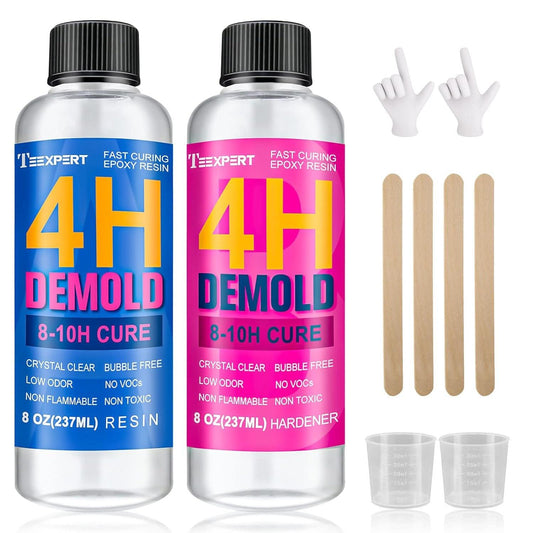 Fast Curing Epoxy Resin: 16Oz 4 Hours Demold 8 Hours Fast Curing Crystal Clear High Gloss Epoxy Resin Kit for Jewelry DIY Art Craft Casting - WoodArtSupply