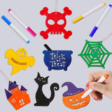 Halloween Crafts 60PCS Halloween Wooden Slices DIY Natural Wood Crafts Unfinished Predrilled Cutouts Ornaments for Kids Halloween Hanging Decorations WoodArtSupply