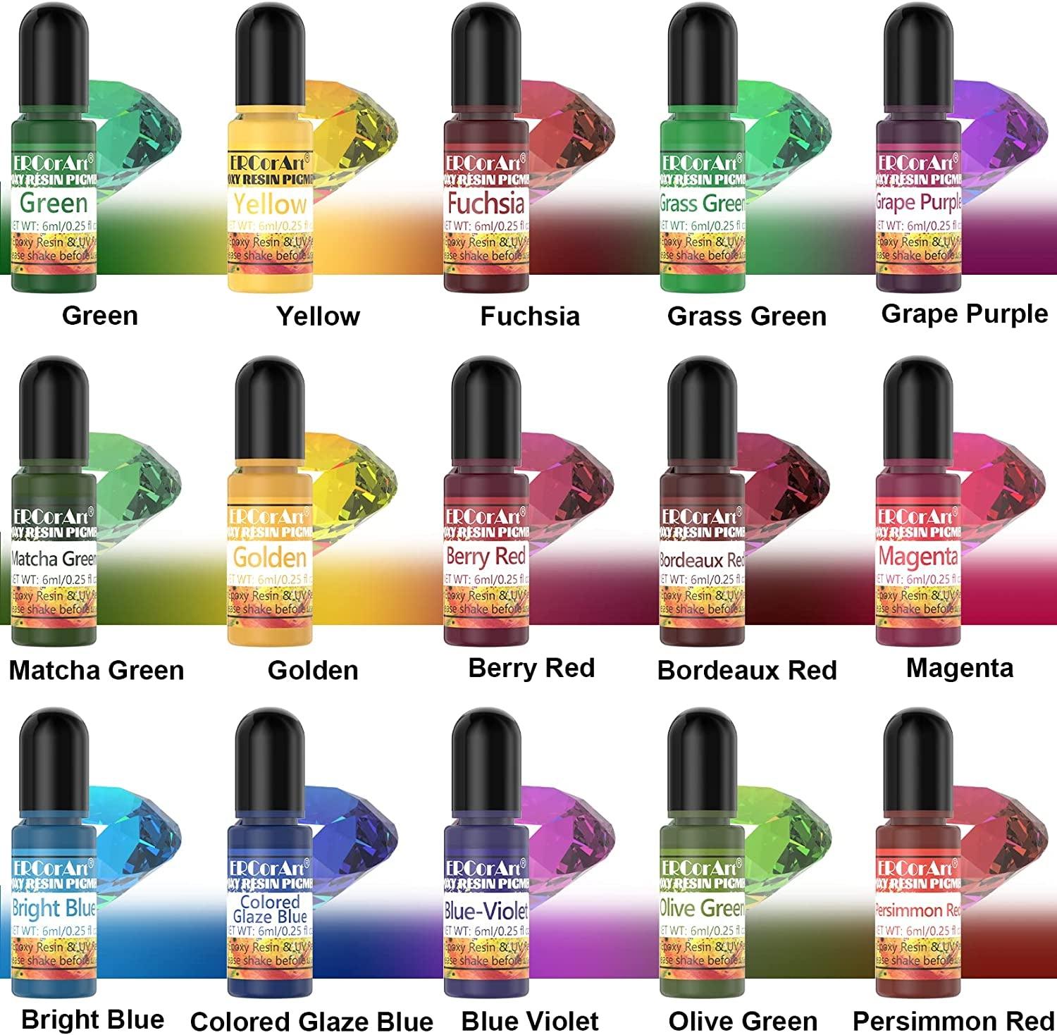 Epoxy Resin Pigment - 30 Colors Transparent UV Resin Dye, Epoxy Resin Color, Highly Concentrated Epoxy Resin Colorant for Resin Jewelry Making Kit, WoodArtSupply