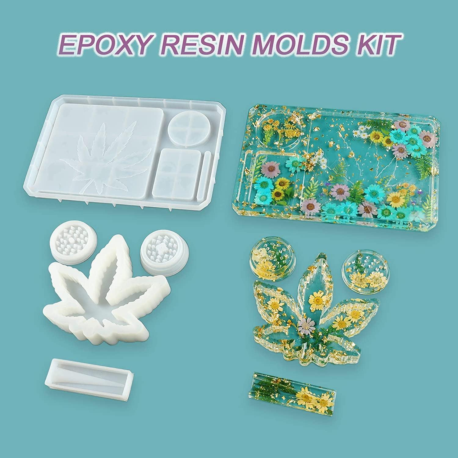 4 PCS Silicone Molds for DIY Epoxy Resin - Large Resin Molds Including Rolling Tray Mold Ashtray Joint Holder and Resin Grinder Mold WoodArtSupply