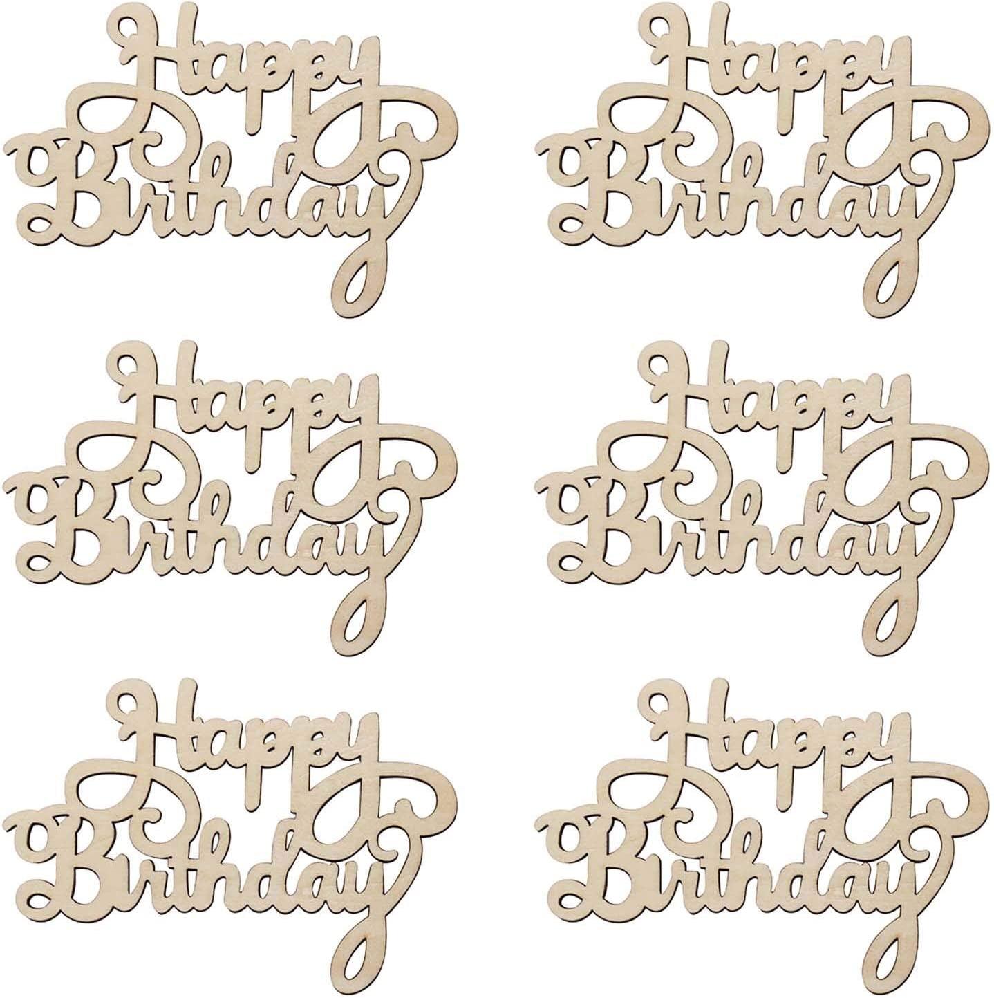 30Pcs Mini Birthday Wood Crafts DIY Cutout Wooden Slices Embellishments WoodArtSupply