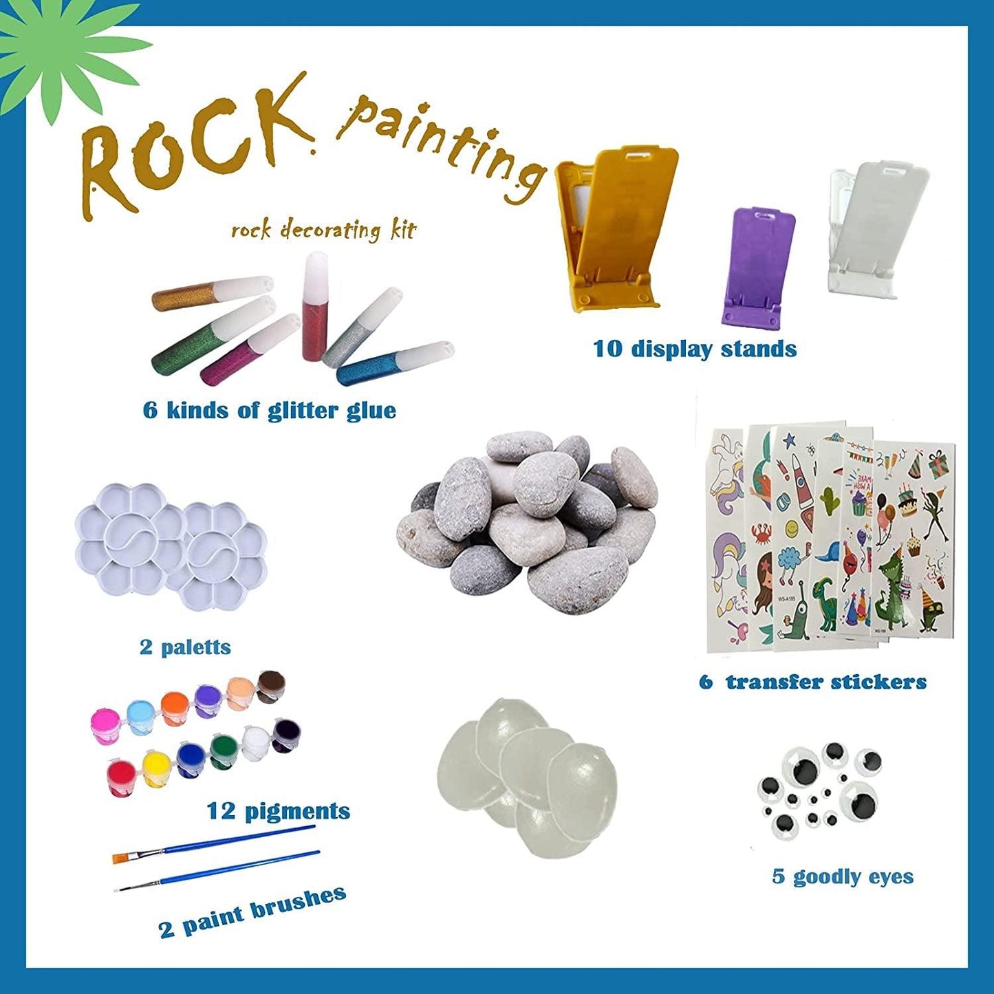 Rock Painting Kit for Kids Adult, DIY Arts and Crafts Supplies Kits for 16 Paint Rocks - WoodArtSupply