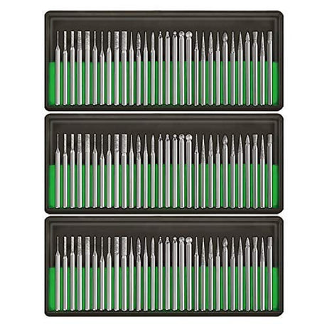 Diamond Burr Bits Drill Kit for Rotary Tool Metal Woodworking Router Grinding Engraving Carving- 1/8"(3Mm) Shank Pack of 90Pcs/ 3 Sets WoodArtSupply