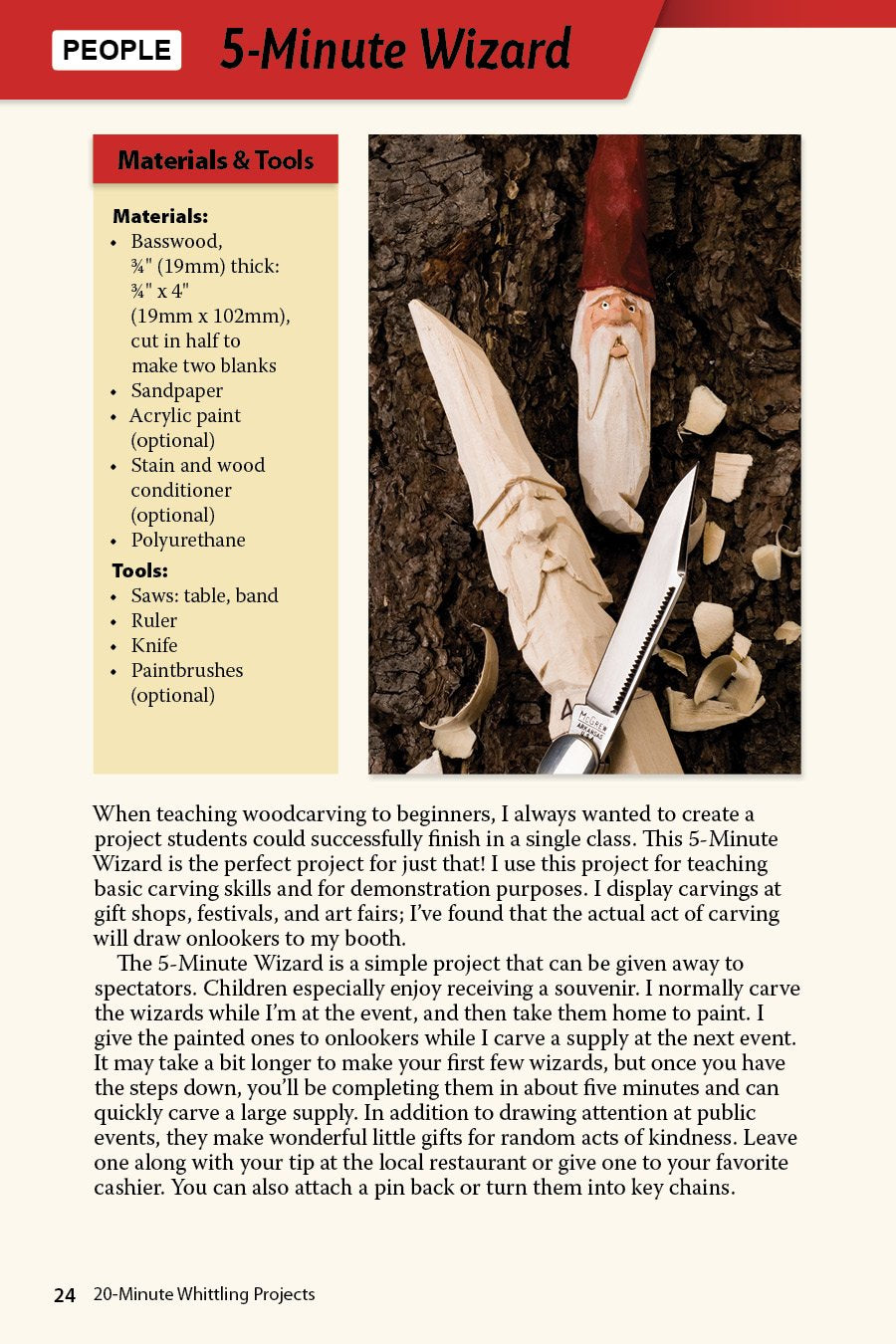 20-Minute Whittling Projects: Fun Things to Carve from Wood (Fox Chapel Publishing) Step-By-Step Instructions & Photos to Whittle Expressive Figures; WoodArtSupply